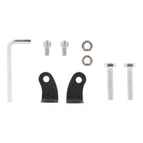 Light-bar mounting hardware with two black brackets, bolts, nuts and an Allen key
