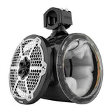 DS18 unloaded tower speaker pod with a carbon-pattern finish and detached silver-and-black grille