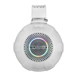 White DS18 tower-speaker pod with an illuminated rear grille and mounting clamp