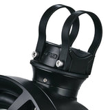 Close-up of the black twin-ring mounting clamp on a DS18 speaker pod
