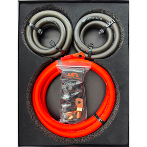 Elite Audio Premium Big 3 Kit with orange and black 1/0 gauge silver-tinned OFC cable