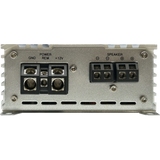 Elite Audio amplifier power and speaker terminal panel with screw terminals.