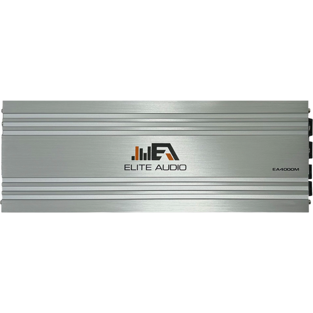 Elite Audio EA4000M amplifier top view with silver housing