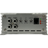 Elite Audio amplifier input panel with RCA jacks, control knobs and remote socket.