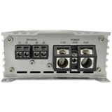 Elite Audio amplifier speaker and power terminal panel with screw connections.