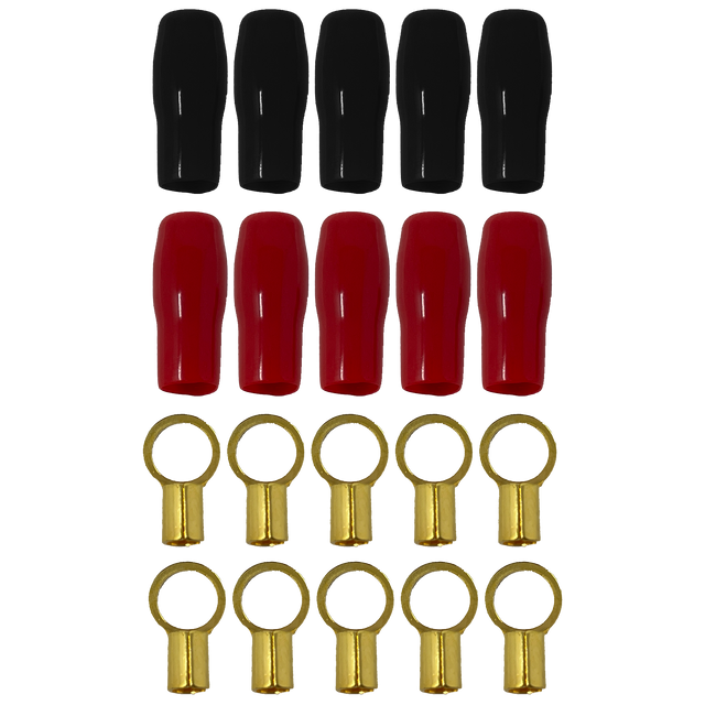 Elite Audio EA-RT8GA 10-Pack 8 Gauge Ring Terminals w/ Insulation Sleeves