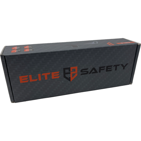 Closed Elite Safety retail box with black and orange graphics