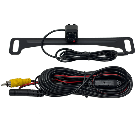 Bar-mounted backup camera with coiled video and power cables