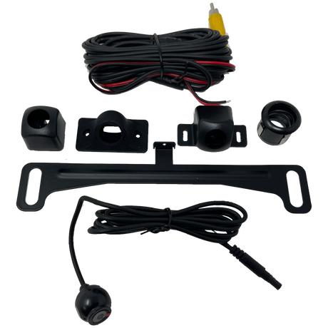 Elite Safety backup camera kit with multiple mounting brackets and video and power leads