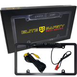 Elite Safety license-plate camera frame with LED lights, cable and retail box