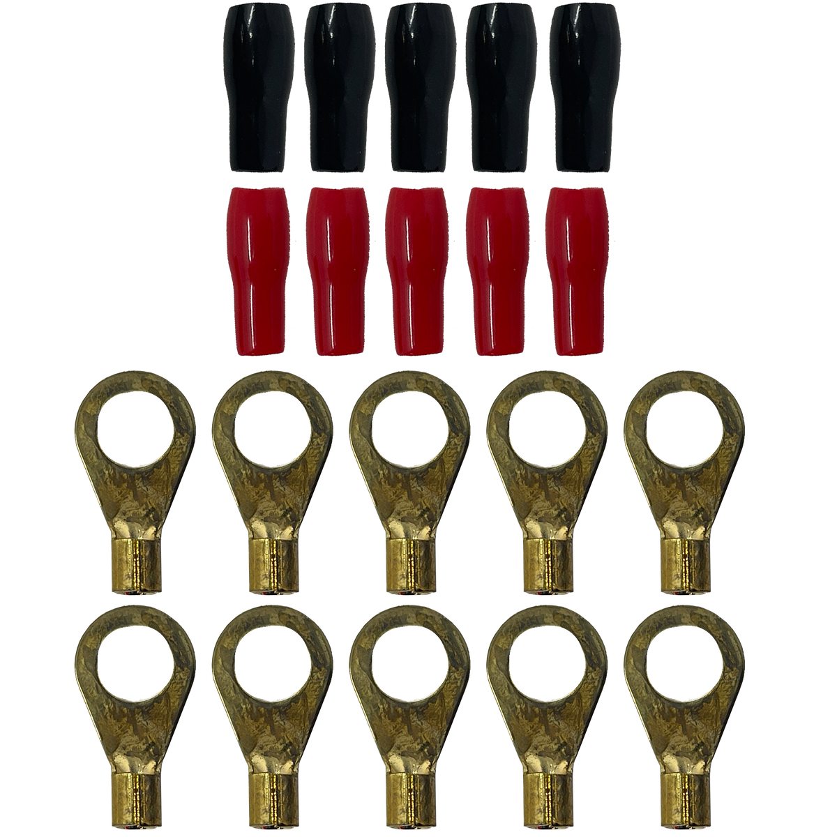 Elite Audio EA-RT10GA 10-Pack 10 Gauge Gold Plated Ring Terminals with Sleeves