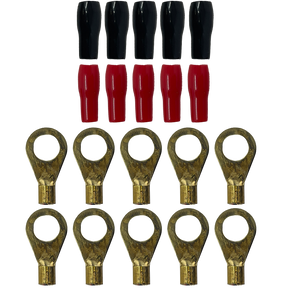 Elite Audio EA-RT10GA 10-Pack 10 Gauge Gold Plated Ring Terminals with Sleeves
