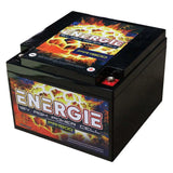Energie PR1900 12V AGM battery, angled view