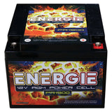 Energie PR1900 12V AGM battery, front and top view