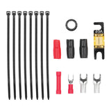 Wiring-kit accessories with a 40A fuse, cable ties, grommet, covers and terminals