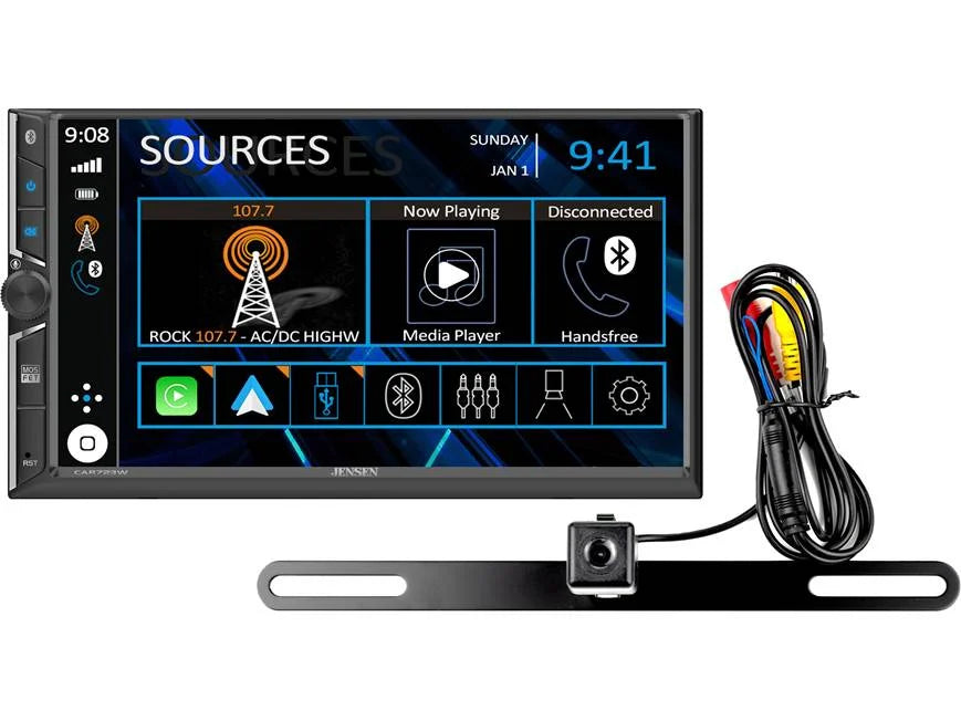 Jensen CAR723W-BC 7” Touchscreen Receiver with Backup Camera