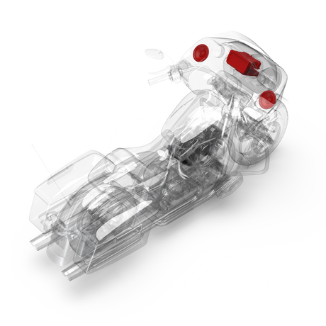 3D Installation View of HD14-PMX-STG2 Components on a Road Glide