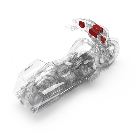 3D Installation View of HD14-PMX-STG2 Components on a Street Glide