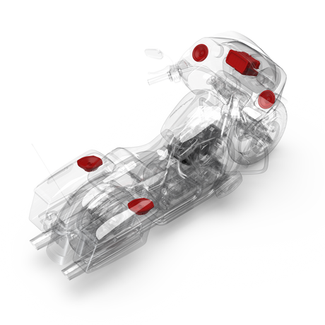 3D Installation View of HD14-PMX-STG3 Components on a Road Glide