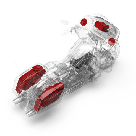 3D Installation View of HD14-PMX-STG5 Components on a Road Glide
