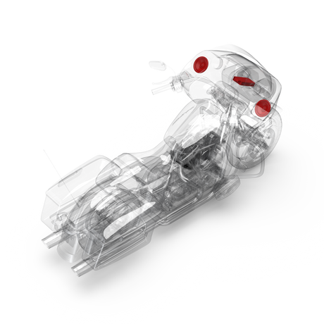 3D Installation View of Components on a Road Glide