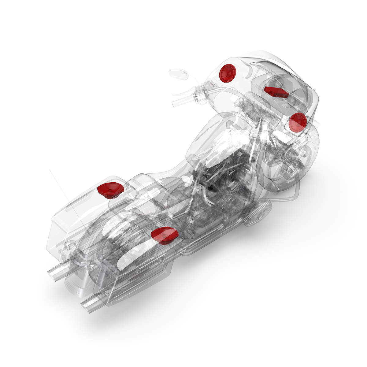 3D Installation View of Components on a Road Glide