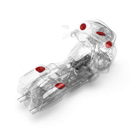 3D Installation View of Components on a Road Glide