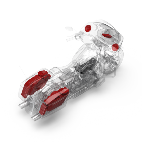 3D Installation View of Components on a Road Glide