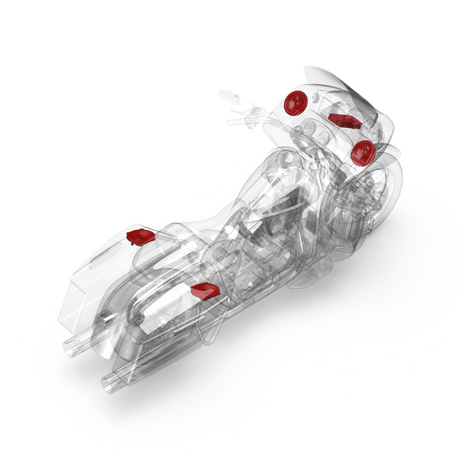 3D Installation View of Components on a Road Glide