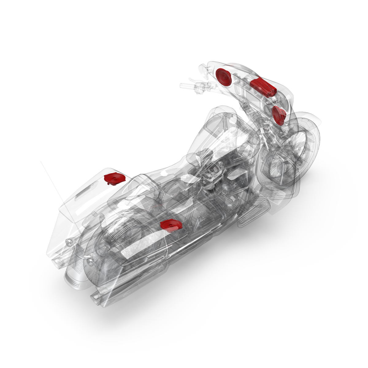3D Installation View of Components on a Street Glide