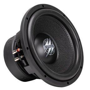 Angled front of a Hifonics ELITE subwoofer with a textured black cone