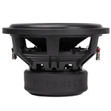 Side view of a Hifonics subwoofer showing the surround, basket, terminals and magnet boot
