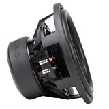 Side of a Hifonics subwoofer showing its open basket and two sets of terminals