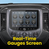 Stinger dashboard touchscreen displaying real-time engine and vehicle gauges