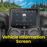 Installed Stinger touchscreen showing a vehicle-information diagram with tire-pressure readings