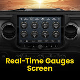 Stinger HORIZON10 in a Jeep Wrangler JL/Gladiator JT dashboard displaying real-time vehicle gauges