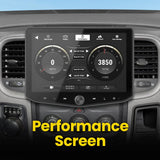 Stinger performance screen showing speed, engine RPM and acceleration-test controls