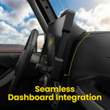 Side view of an installed Stinger display illustrating its fit against the dashboard