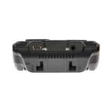 Dash camera top panel showing USB and AV connections above the mounting slots