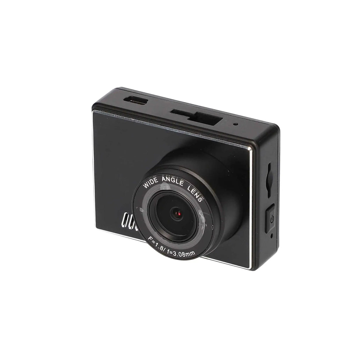 Black iBEAM dash camera showing its wide-angle lens, top ports and side card slot