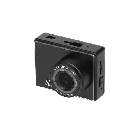 Black iBEAM dash camera showing its wide-angle lens, top ports and side card slot