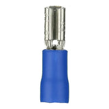 Blue insulated female quick-disconnect terminal shown upright