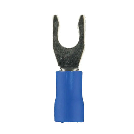 Single blue-insulated spade terminal shown upright