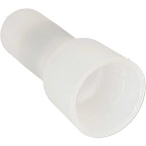 Angled close-up of a white crimp cap showing its flared opening