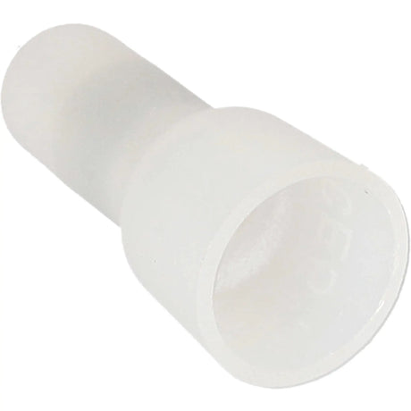 Angled close-up of a white crimp cap showing its flared opening