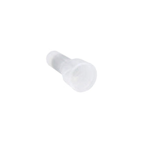 Translucent long-neck crimp cap viewed from its open end