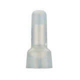 Single translucent long-neck crimp cap with its internal metal sleeve visible