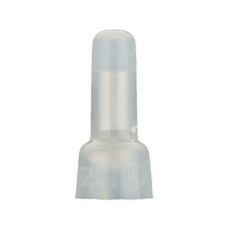 Single translucent long-neck crimp cap with its internal metal sleeve visible