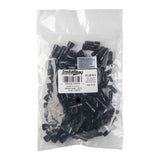 Bag of black Install Bay CCLB1614 long-neck crimp caps labeled 100 pieces