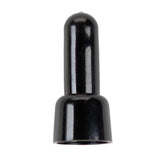 Close-up of a black long-neck closed-end crimp cap